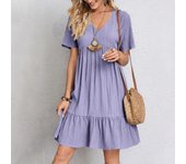 Verano Vestidos de Mujer Suelta Casual Manga Corta Túnica Cintura Fluye Vestidos