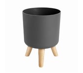 Modern Plant Pots with Wooden Legs Holder Bedroom Living Room Floor Standing Potted Flower Pot Home Garden Planters -A
