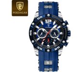 POEDAGAR Multifunción nuevo hombre reloj de silicona con reloj de cuarzo