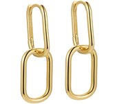 S925Sterling Silver Double Ring Cross-Shaped Ear Clip Fashion Temperament Golden Light Luxury Female Small Earrings