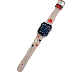 Simple Heart Embroidered Women's Pebbled Leather Watch Strap,For Apple Watch 44mm 42мм 45мм 46мм IWatch 49мм