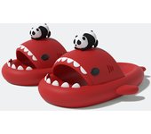 Panda black white Shark Cloud Slides,Cute Cartoon Shark Slippers Indoor Outdoor Slippers for Women Men,Soft and non-slip