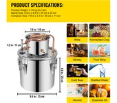 SucceBuy Moonshine Still Stainless Steel Distiller with Copper Tube & Thermometer Home Brewing Kit for Whisky, Wine, Brandy