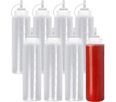 8 Biberones de Cocina Grandes de Plástico, XL 680ml - Condimentos, Salsas, Ketchup, Mayonesa y Más - Libre de BPA