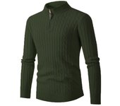 917 Men's zip knit loose twisted pattern, half high neck sweater, bottom sweater