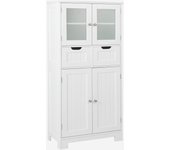 Armario Suelo de Baño, Mueble de Baño con Estantes Ajustable, Mueble de Almacenaje con Cajones y Doble Puerta, Mueble Lateral Multifuncional para Cocina (Gris)