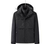 CHRLCK Women's 3 In 1 Thick Hiking Jacket Fleece Waterproof Splicing Windbreaker Outdoor Warm Camping Jacket Windproof Coat