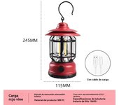 Lampara led recargable camping Retro multifunción Portátil Faroles jardin exterior