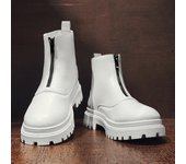Los hombres de cuero botas de cremallera botas altas impermeables grandes punta redonda de moda Cien Botas