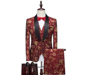 803-3 men's wedding party three piece set tailcoat