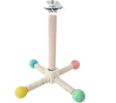 Durable Rotating Balls Parrot Station Stick Wooden Interactive Bird Perch Toy Band Bearing Easy Install Parrot Stand Rest