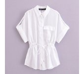 OUWU- Las Mujeres De Un Solo Pecho De Solapa De Manga Corta Corbata Camisa Adornada Calle Commuter Pantalones Elegante Color Sólido Traje Casual Tarjeta Verde Temperamento Conjunto De Dos Piezas
