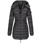 Chaqueta de Pluma plegable Ligera para Mujer, Abrigo Largo impermeable con capucha, con Cremallera Abrigo, ropa