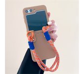 Korean Candy Color Portable Hand Strap Chain Solid Color Case for Galaxy Case for Galaxy Z Flip 5 Z Flip5 Flip5 Zflip5 Cover