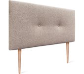 Cabecero de Polipiel o Tela Acualine Liso con Botones y Patas Tapizado de Alta Gama Cabezal Lujo Cama Dormitorio Moderno Acolchado (Tela Beige, 145x105cm (Camas 120/135/140))