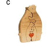 Bear Family Wooden Art Puzzle 2023 Christmas Decorations New Year Wooden Sculpture Desktop Decoration 2024 Gifts for Mom Dad