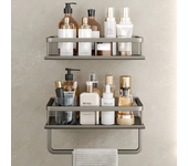 Bathroom Accessories Shelf Organizer 30-50CM Shower Storage Rack Gray Wall Mounted Space Aluminum Toilet Shampoo Holder Shelves