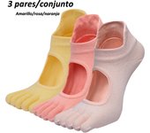 Ladies Breathable Yoga Socks with Grips Non-Slip Five Finger Pilates Socks for Women Backless Ballet Dance Fitness Toe Socks