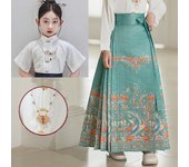 New children's horse face skirt set, Chinese costume, Ming improved Tang Hanfu, girls' ancient style daily wear
