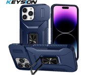 KEYSION Shockproof Case for iPhone 13 Pro Max 12 Slide Camera Protection Ring Stand Phone Cover for iPhone 11 12 Pro Max