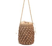 Niche Design Bucket Straw Woven Bag French Retro Messenger Hand-Held Woven Bag Female Seaside Holiday Beach Bag