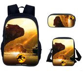 3pcs/Set Backpack Harajuku Dinosaur 3D Printed School Student Bookbag Anime Jurassic Daypack Park Shoulder Bags Pencil Case