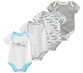 4Pieces New Born Bodysuit Print Cotton Baby Boy Clothes Short Sleeve Romper Baby Girl Clothes Cartoon 0-12M Bebes