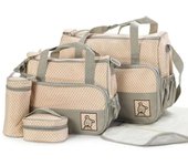 5 Pcs Multifunctional Set Changing  Maternity Mummy Handbag Bottle Holder Portable Nappy Basket Storage Organiser