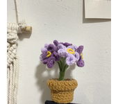Hand Knitting Potted Plants Hand-woven Rose Sunflower Tulip Crochet Flower Auto Interior Accessories Car Decoration Ornaments