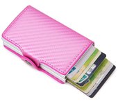 Antitheft Men id Bank Credit Card Holder Double Rfid Blocking Wallet Leather Security Aluminum Box Metal Purse Cardholder Case