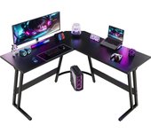 Escritorio Gaming de Esquina,130 x 130cm,Escritorio Gamer en Forma de L con Soporte de Monitor, Gancho para Auriculares,para Estudio,Oficina,Gaming,Dormitorio(Carbono Negro)