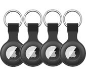 4 Pack AirTag Holder for AirTag, Anti-Scratch Silicone Protective Case Keychain Accessories for Wallet, Dog Collar, Luggage, Key Finder Tracker (4 Pack Black)