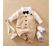 Spring Autumn style boys and girls handsome gentlemen formal wear baless cotton comfortable long sleev baby