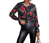 Women's bow tie printed button up shirts shirts,  women's tops in Japanese  fashion
