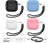 1pc/2pcs/4pcs Silicone Earphone Case Protector for 2024 AirPods 4 Shockproof Scratch-proof with Carabiner, Lanyard, Cleaning Kit