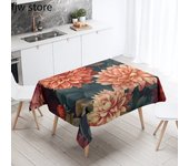 Cherry Blossom Chrysanthemum Tulip Printed Rectangular Tablecloth Antifoug Waterproof Restaurant Kitchen