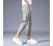 2025 Spring/Summer New Thin Ice Silk Fabric Trendy Nine Point Casual for Men, Loose Micro Harun Stretch High Performance Pants