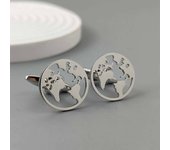 New -18 carat gold-plated stainless steel cufflinks: World map balloon design, stylish lapel pin, gift for friends