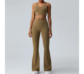 Yoga Sets Seamless High Stretch 2pcs Women High Waist Yoga flare Pants Set Tracksuit Fitness Workout Outfits Gym Wear Girls Top
