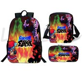 3 Piece Set Angry Geometry Dash School Bags for Teenager Girls Canvas Women Backpack Boys Student Bookbag Pencil Case Handbags