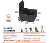 SucceBuy Dog Car Seat, Durable Waterproof Dog Booster for Vehicle, Having Support Frame, Clip-On Safety Leash