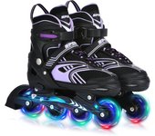 Patines en línea, Patines en línea con 4 Tamaños Ajustables, Ruedas LED, Varias Opciones de Tamaño, Patines en línea para Niños, Niñas, Adolescentes