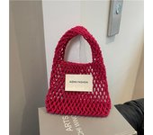 Fashion Summer Straw Crochet Bag Solid Color Vacation Beach Hollow Handbag Casual Leisure Woven Totes Bag Travel