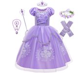 Cartoon Sophia the First Anime Costume Girls Princess Dress Floral Appliques Ball Gown Kids Carnival Sofia Cosplay Robes
