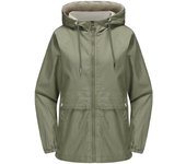 Thin windbreaker paired with women's hooded, solid color casual jacket