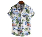 Camiseta de Verano de Playa Hawaiiana Estampado de Denim 3D para Hombres Manga Corta Transpirable
