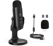 Micrófono USB,Condensador PC,Plug&Play PS 4&5, Adaptador teléfono&Control Volumen