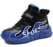 Winter Children Sport Shoes Pu Leather Waterproof Kids Sneakers Boys Non-slip Running Shoes Warm Plus Fur Boots Trekking Shoes