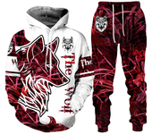 Chándal con estampado 3D de lobo para hombre, Conjunto de sudadera con capucha y pantalones de chándal, ropa de calle de gran ta