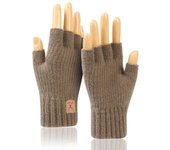 And Winter Driving Gloves Antler Leather Label Velvet Knitted Cashmere Gloves Half-finger Gloves Men Wool Mittens Female Gloves